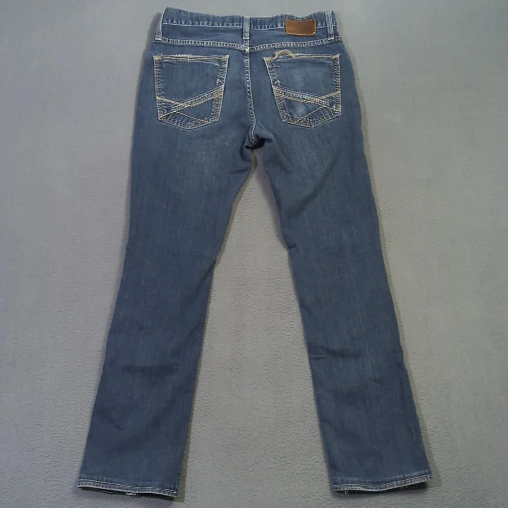 BKE Jeans Men's 32L Fits 32x29 Blue Asher Straight Stretch Denim Hemmed